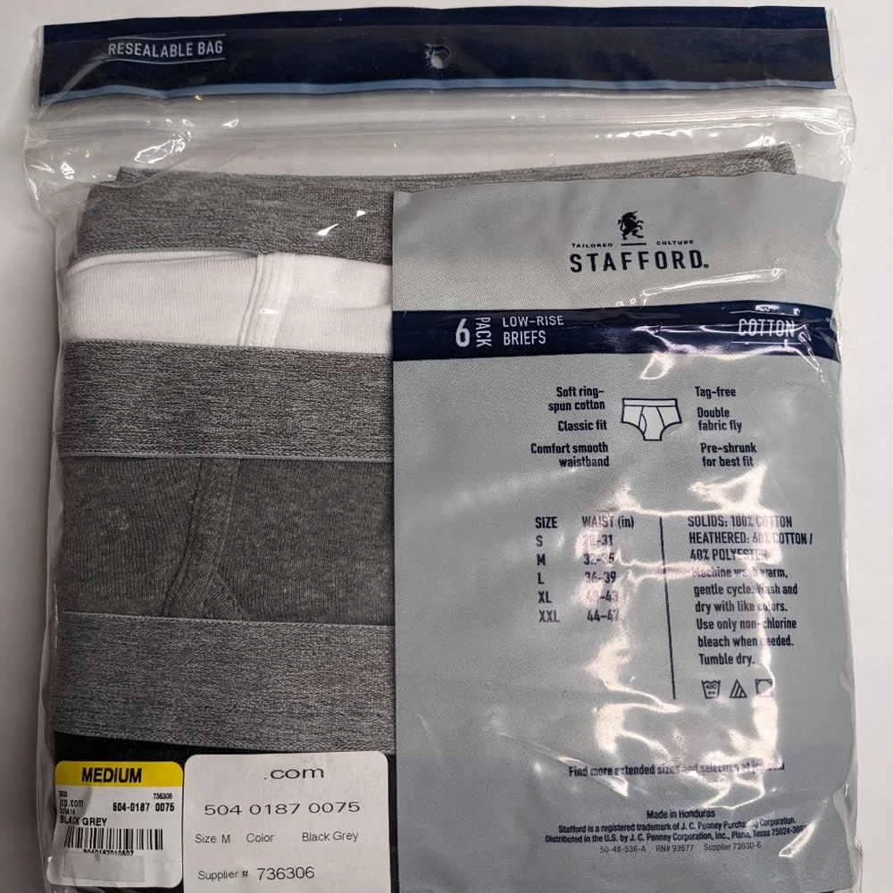 Stafford low-rise briefs 6 pack NWT Medium - Picture 3 of 3